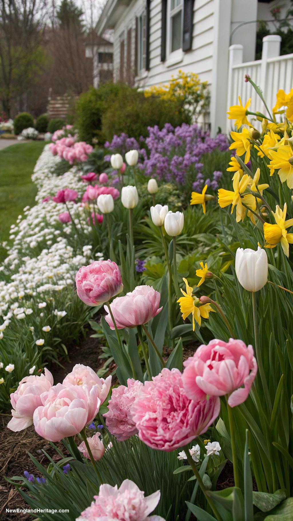 landscaping ideas Lush flower beds with seasonal blooms