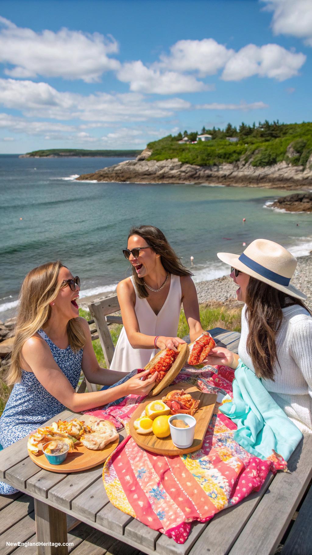 things new englanders love to do Enjoying fresh lobster rolls on the coast of Maine