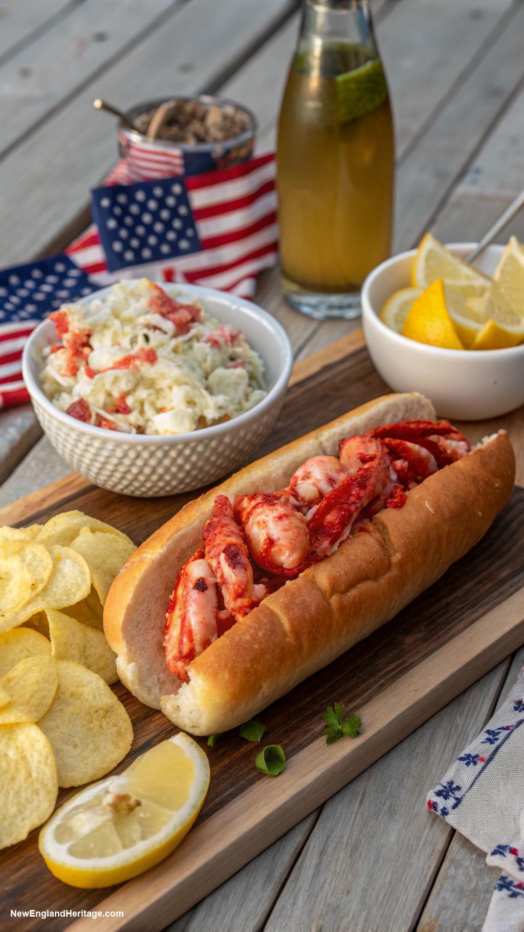 4th of july bbq Lobster rolls with butter and lemon