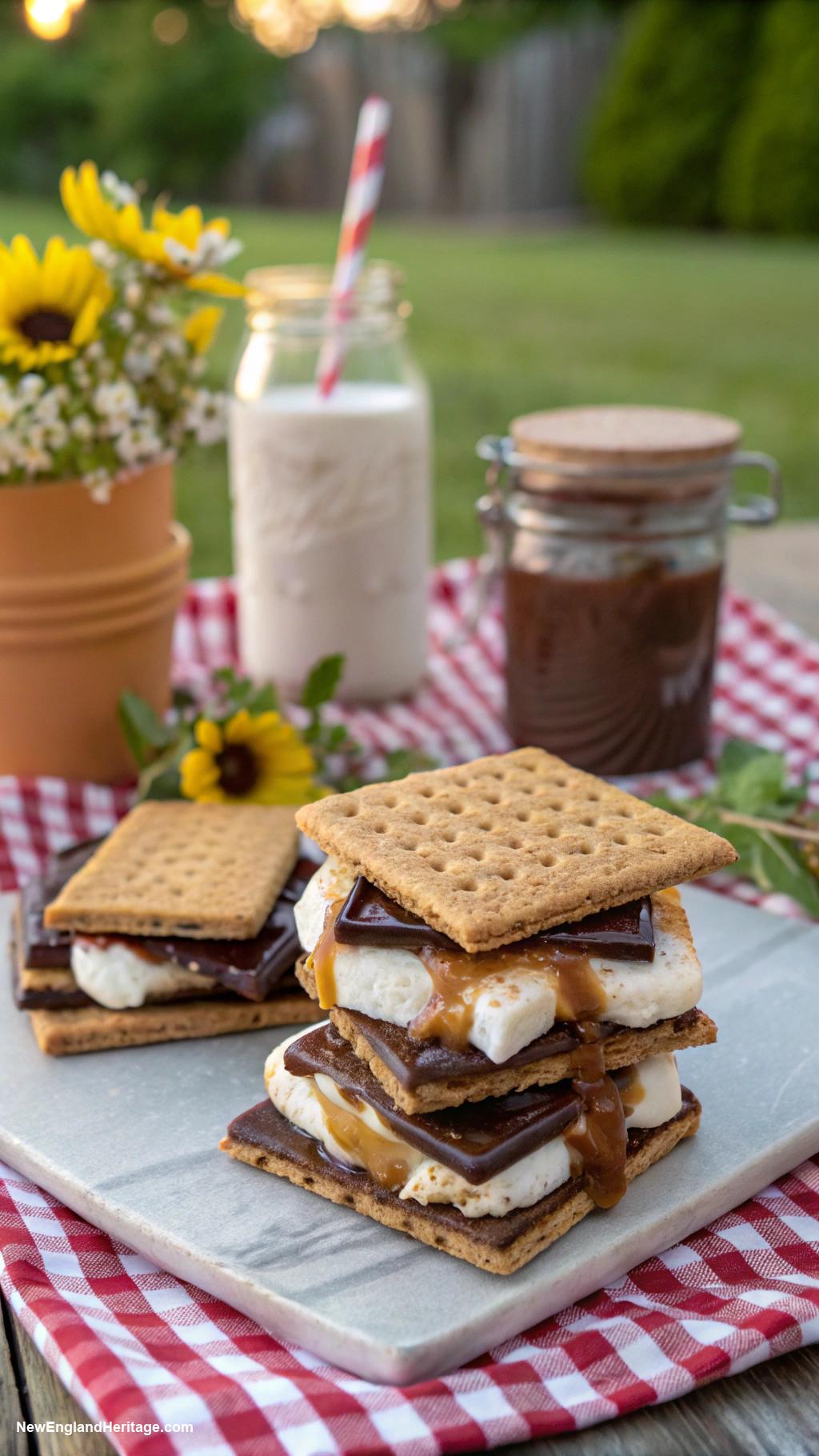 4th of july bbq Smores with local artisanal chocolate