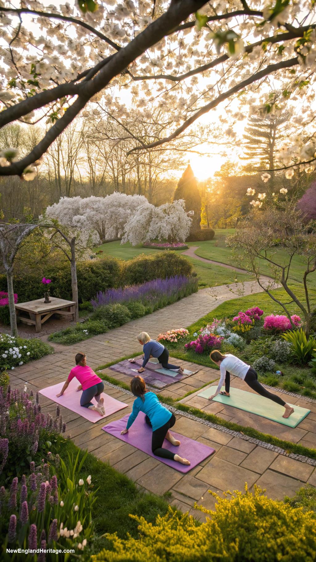 spring garden party ideas Garden yoga session at sunrise
