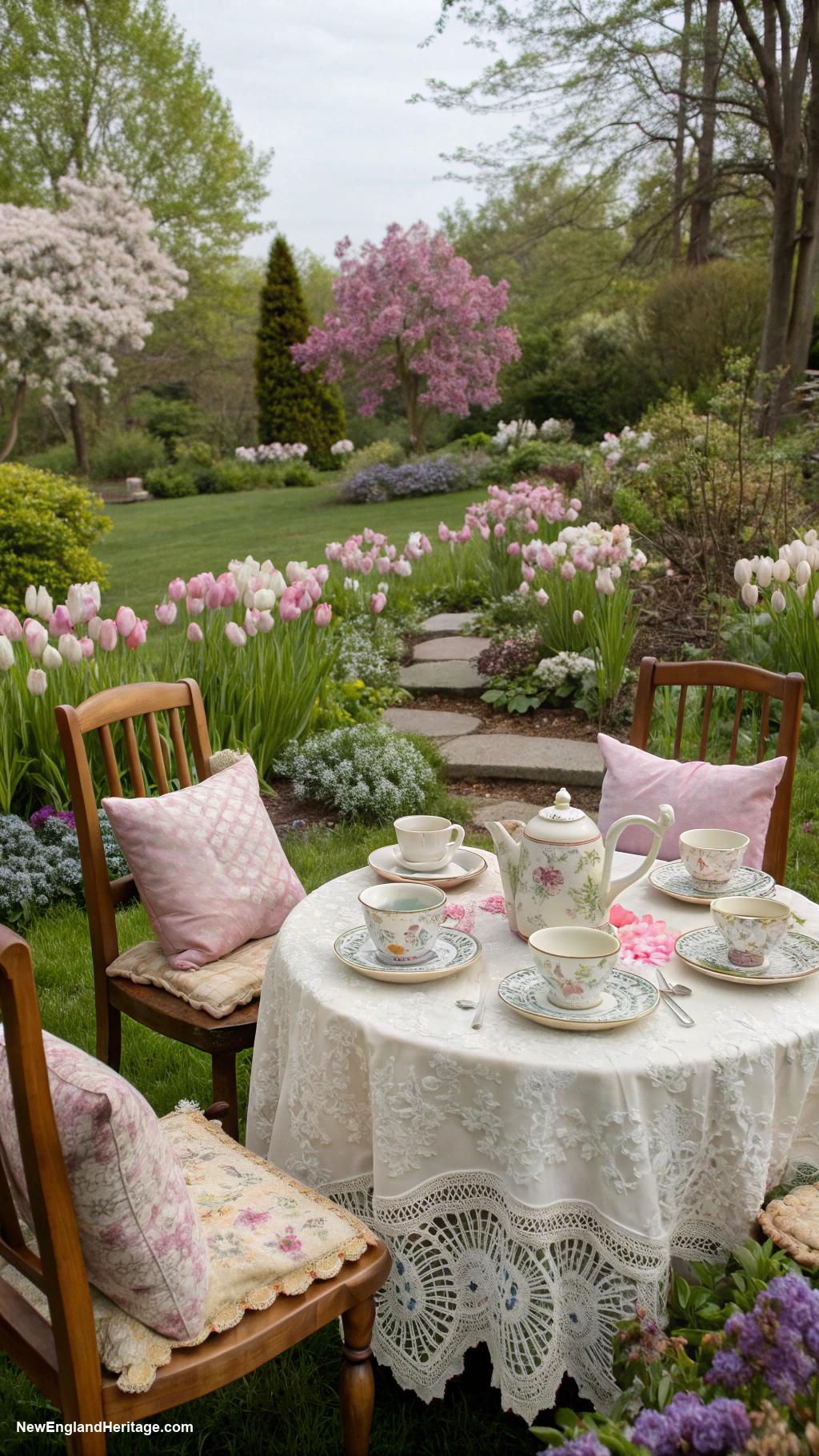 spring garden party ideas Outdoor tea party with vintage china