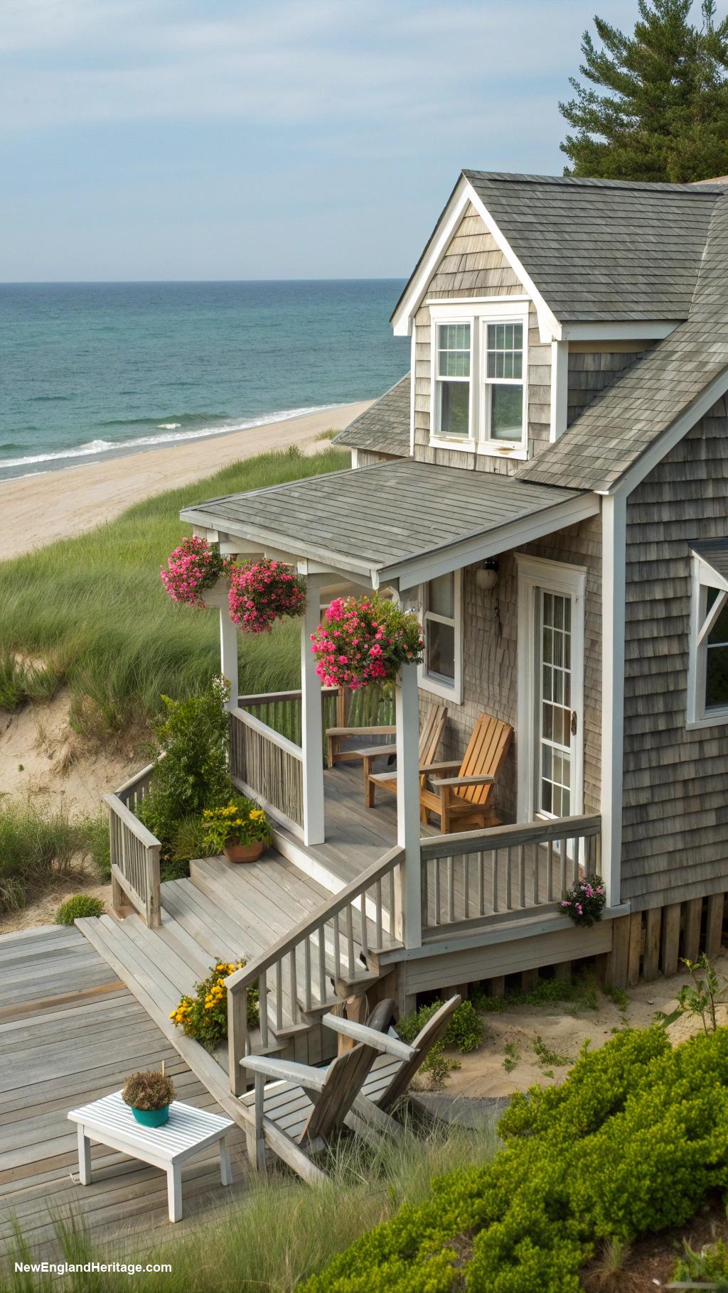 beach houses Cozy cottage with ocean view deck