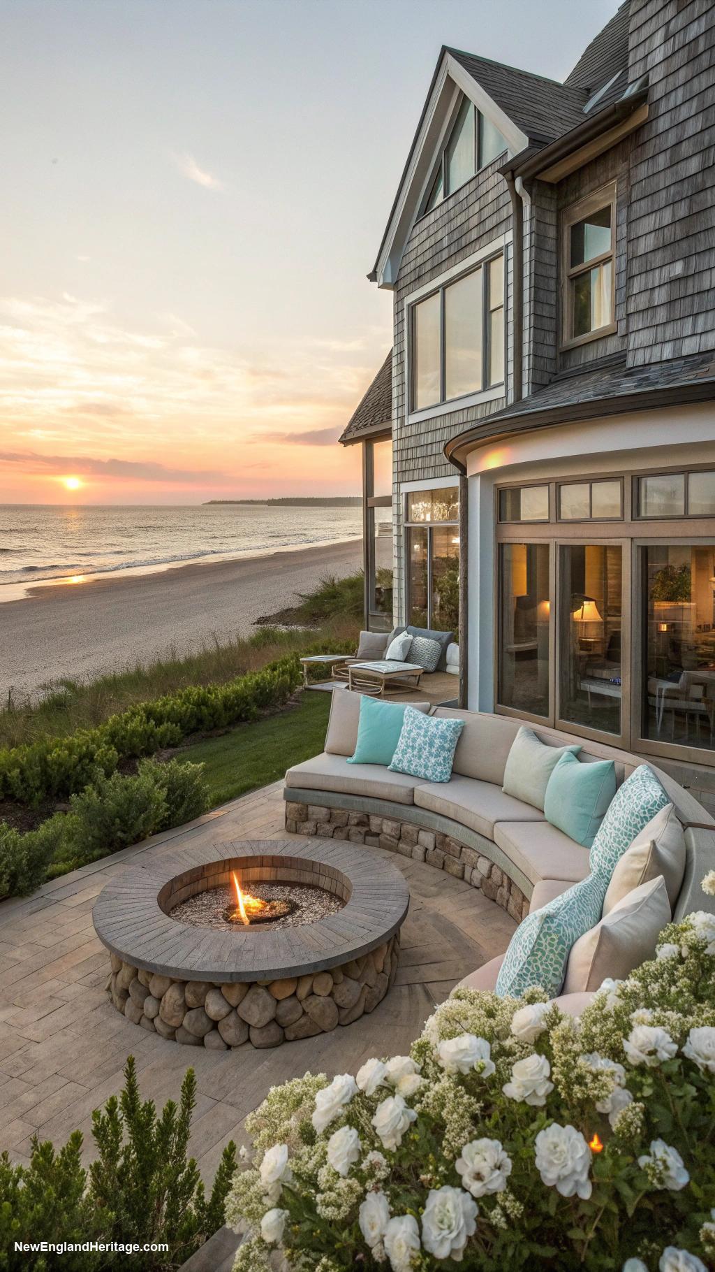 beach houses Modern seaside retreat with fire pit