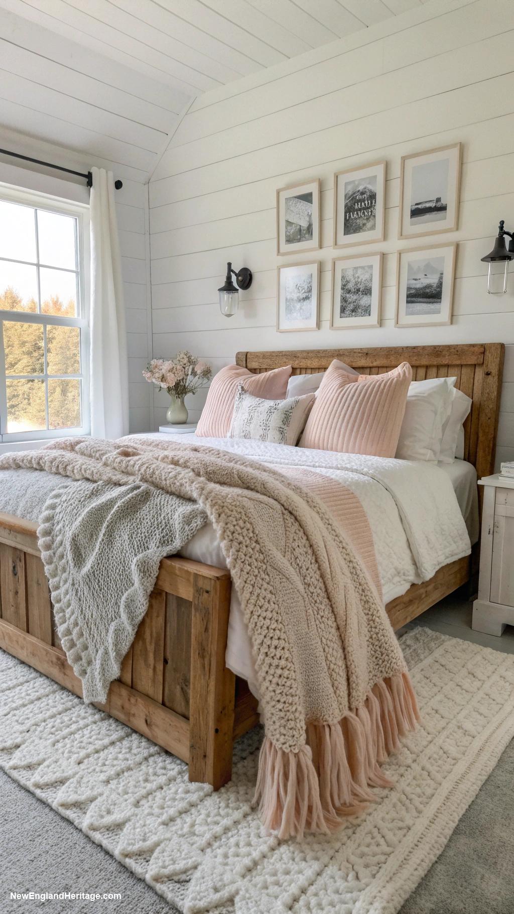 bedroom ideas Cozy knit blankets in soft hues