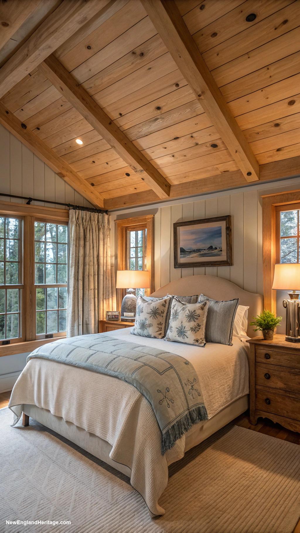 bedroom ideas Wooden beams for a cabin feel