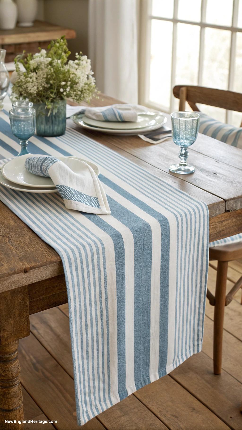 blue and white stripes home decor Blue and white striped table runner