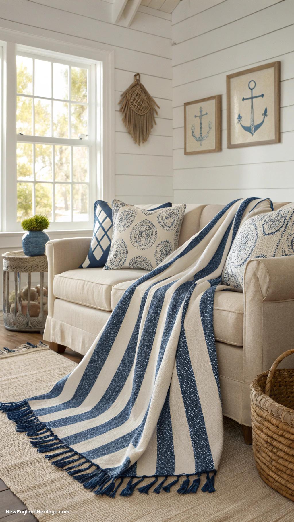 blue and white stripes home decor Blue and white striped throw blankets
