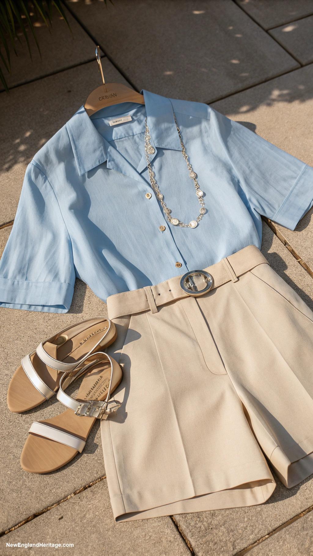 classic outfits Linen shirt and tailored shorts