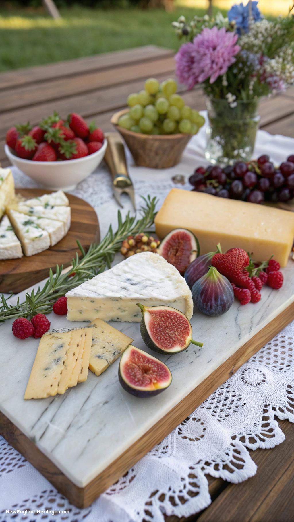 classy pool party ideas Artisan cheese and wine pairing station