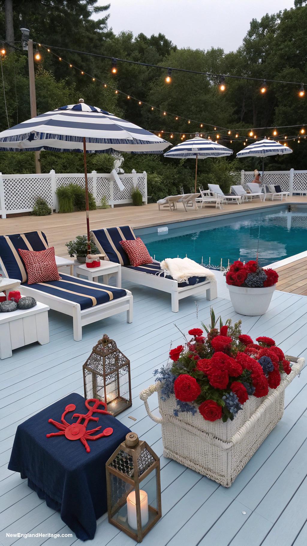 classy pool party ideas Nautical themed poolside decorations