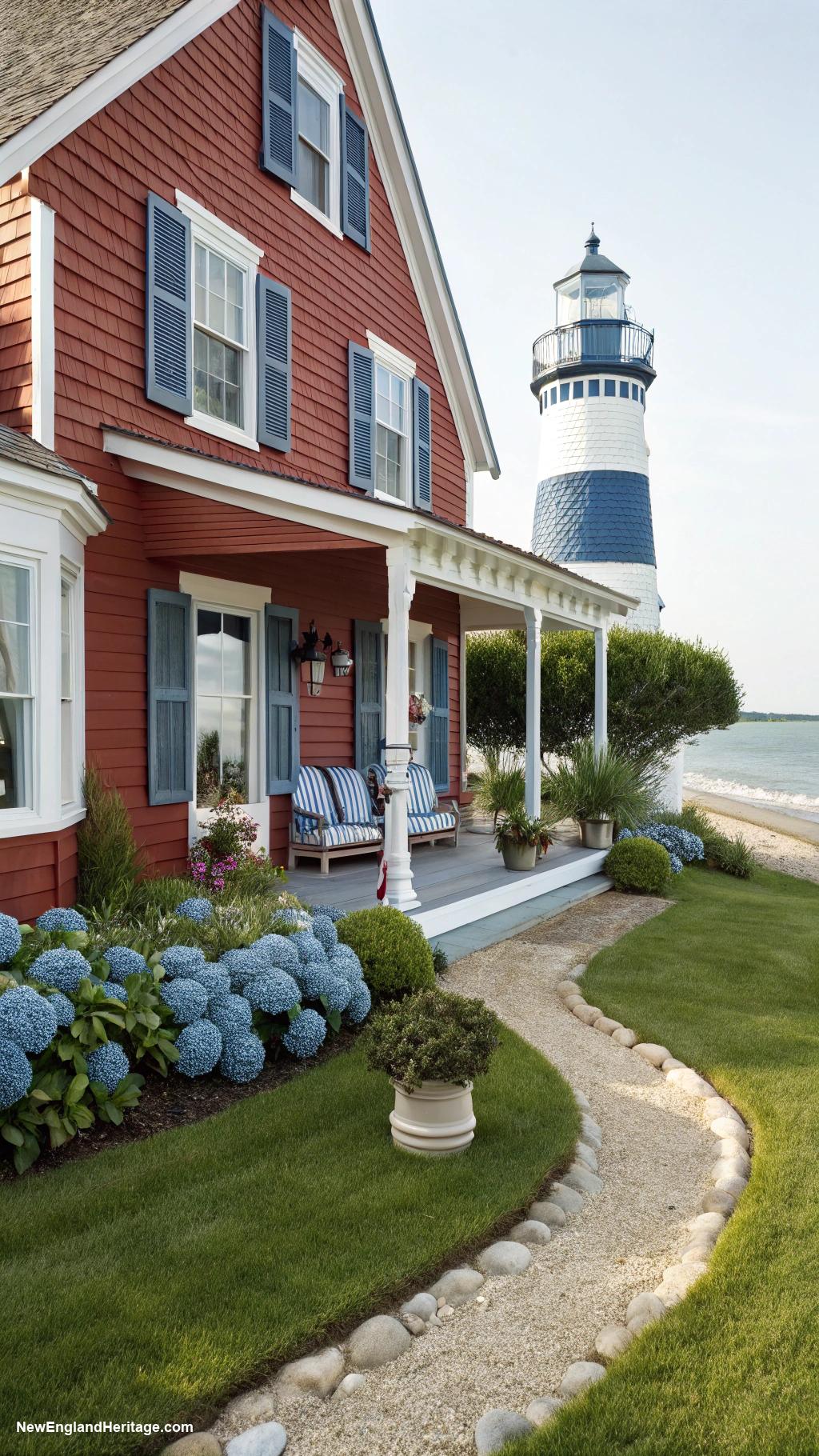 cute cape cod style houses Bright red house with nautical decor