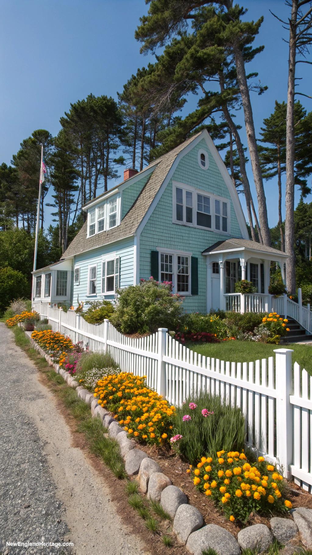 cute cape cod style houses Classic saltbox style with picket fence