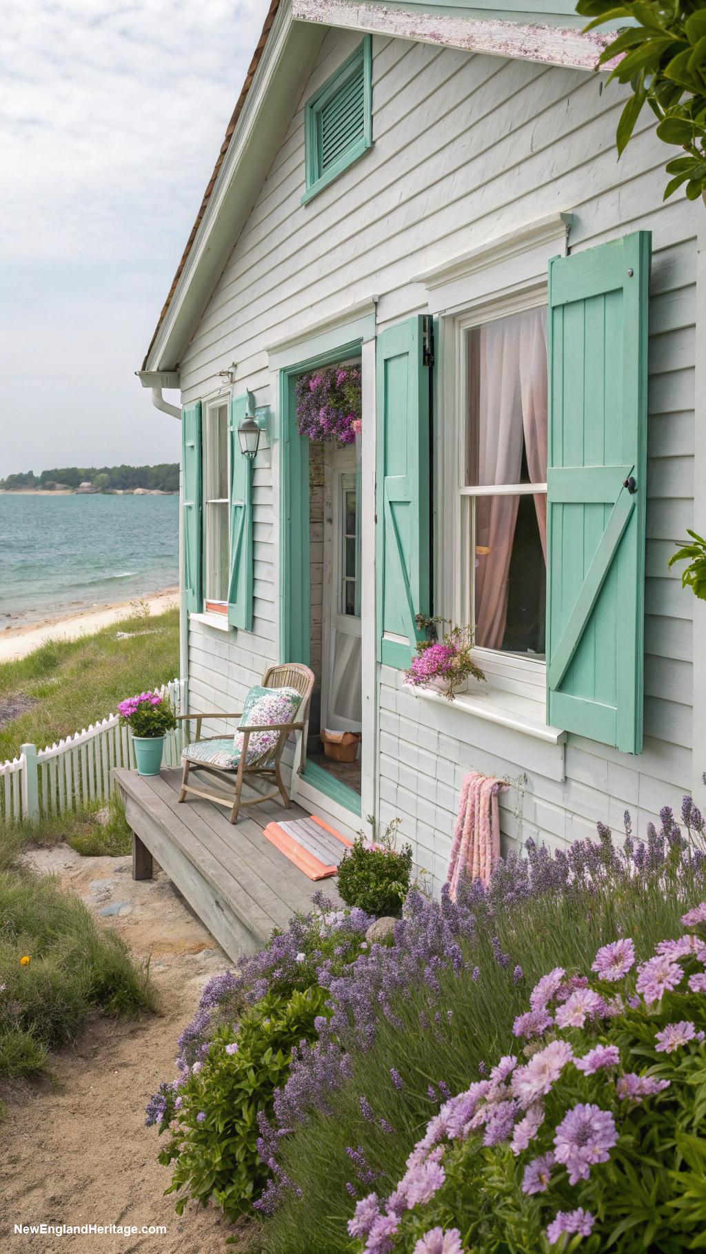 cute rhode island houses Charming beach cottage with pastel shutters