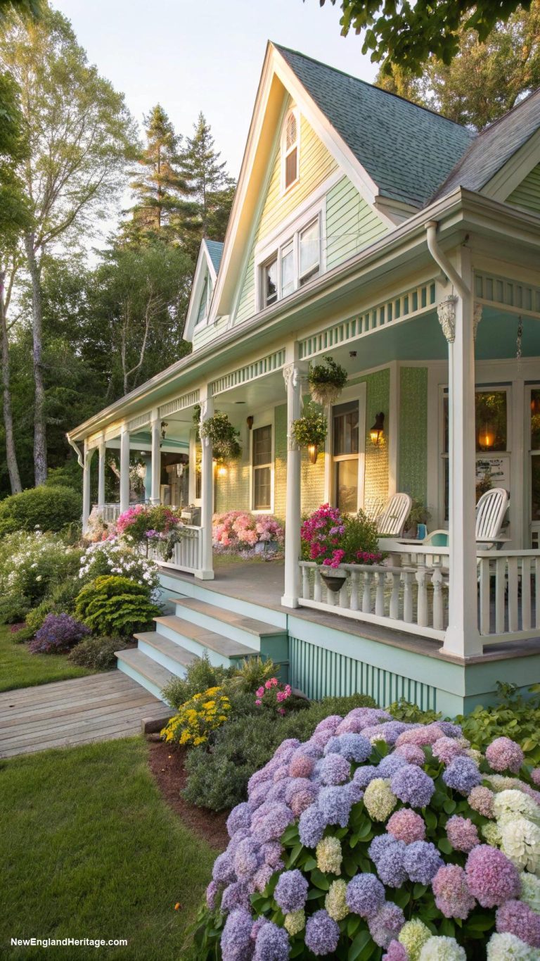 cute rhode island houses Colorful bungalow with a wraparound porch
