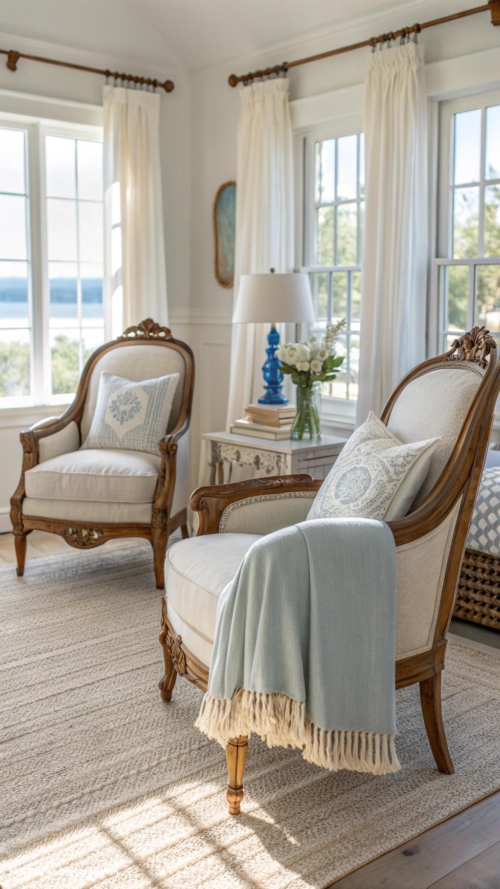 decorating with linen Drape linen fabric over antique chairs