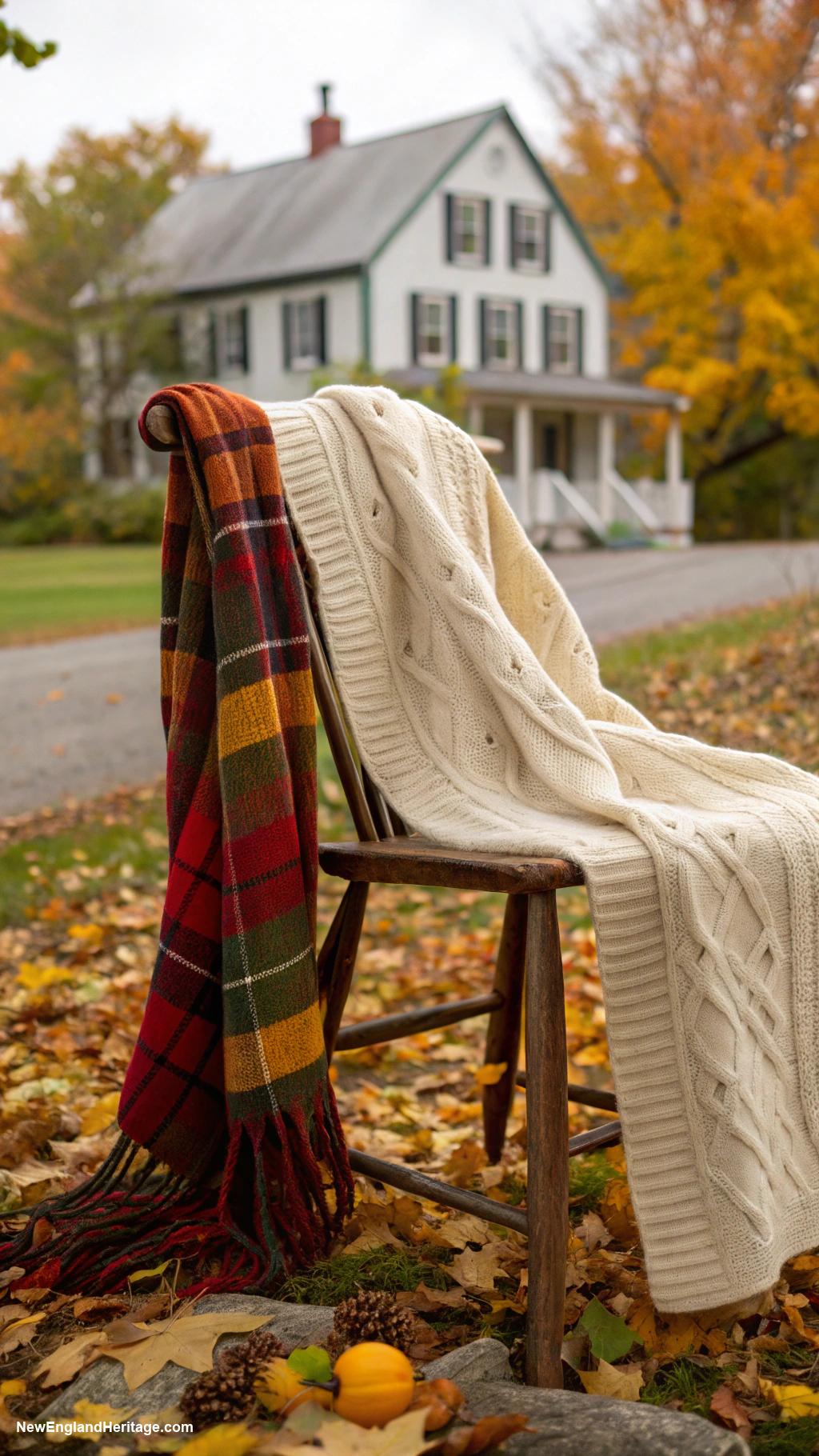 fall outfits for women Cozy sweater with plaid scarf