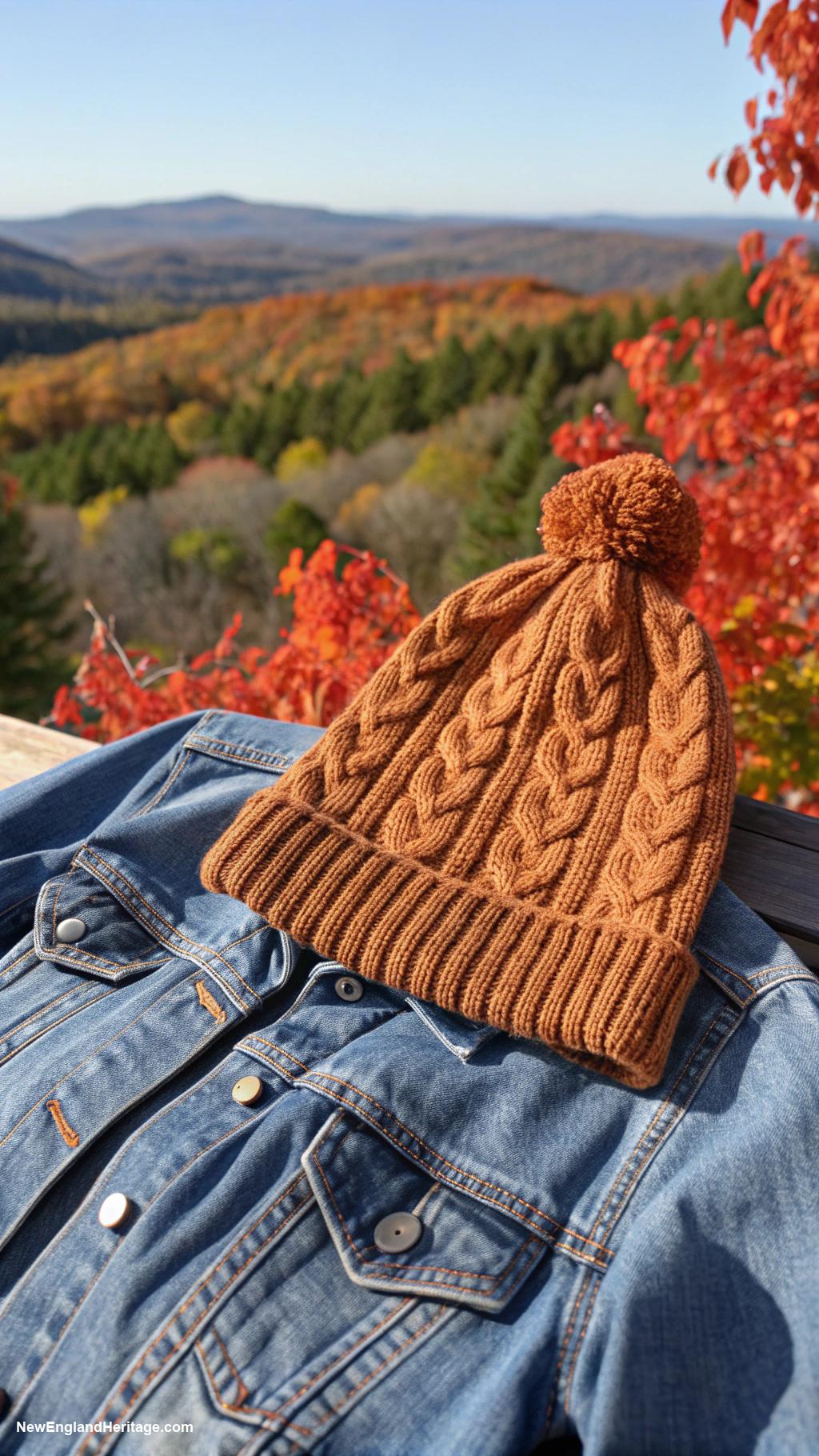 fall outfits for women Knit beanie with denim jacket