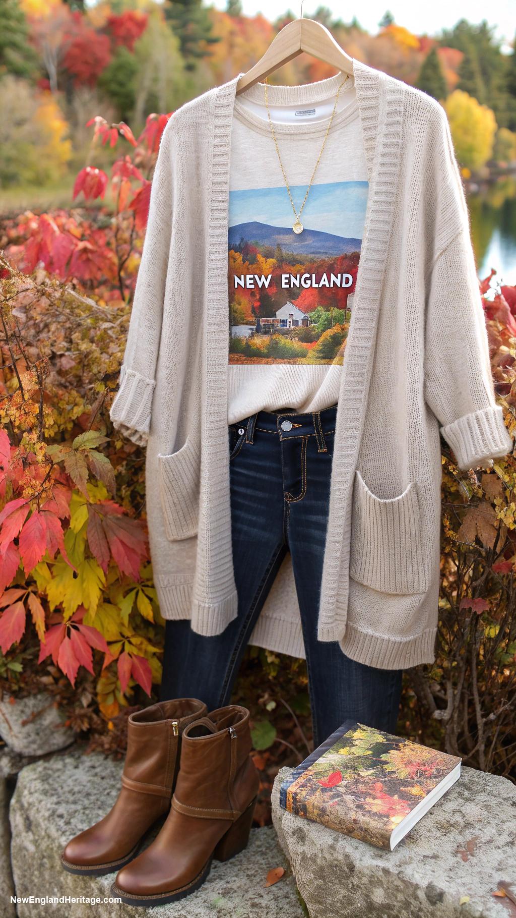 fall outfits for women Layered cardigan over a graphic tee