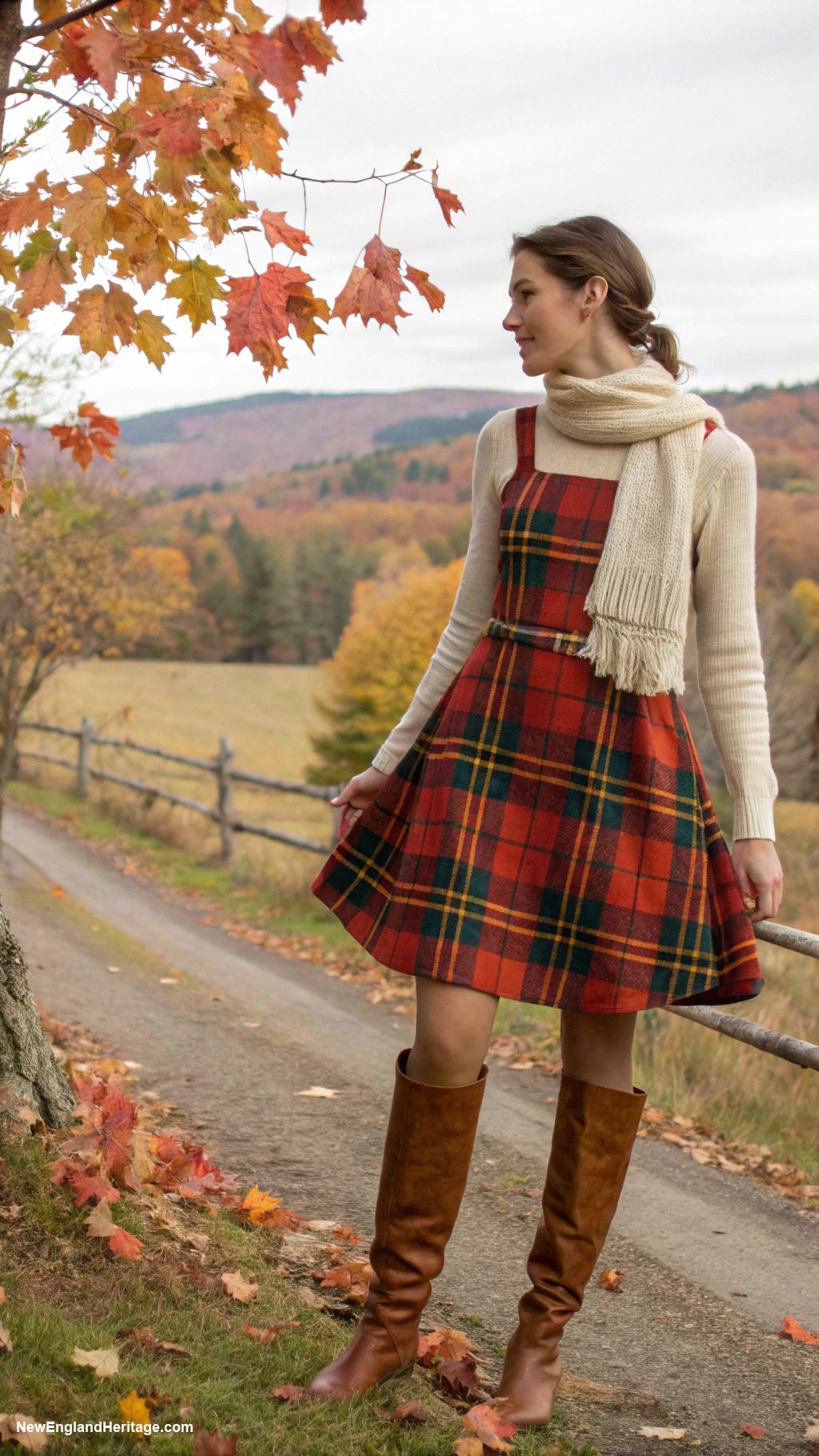 fall outfits for women Turtleneck under a flannel dress