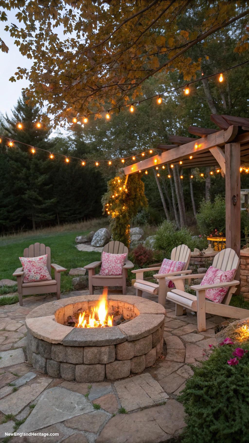 farmhouses Charming outdoor fire pit for gatherings