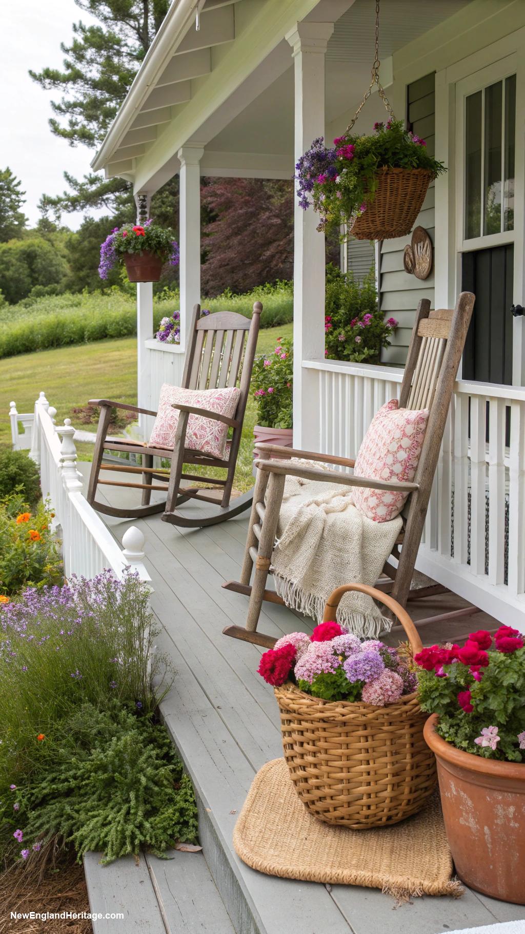 farmhouses Cozy front porch with rocking chairs