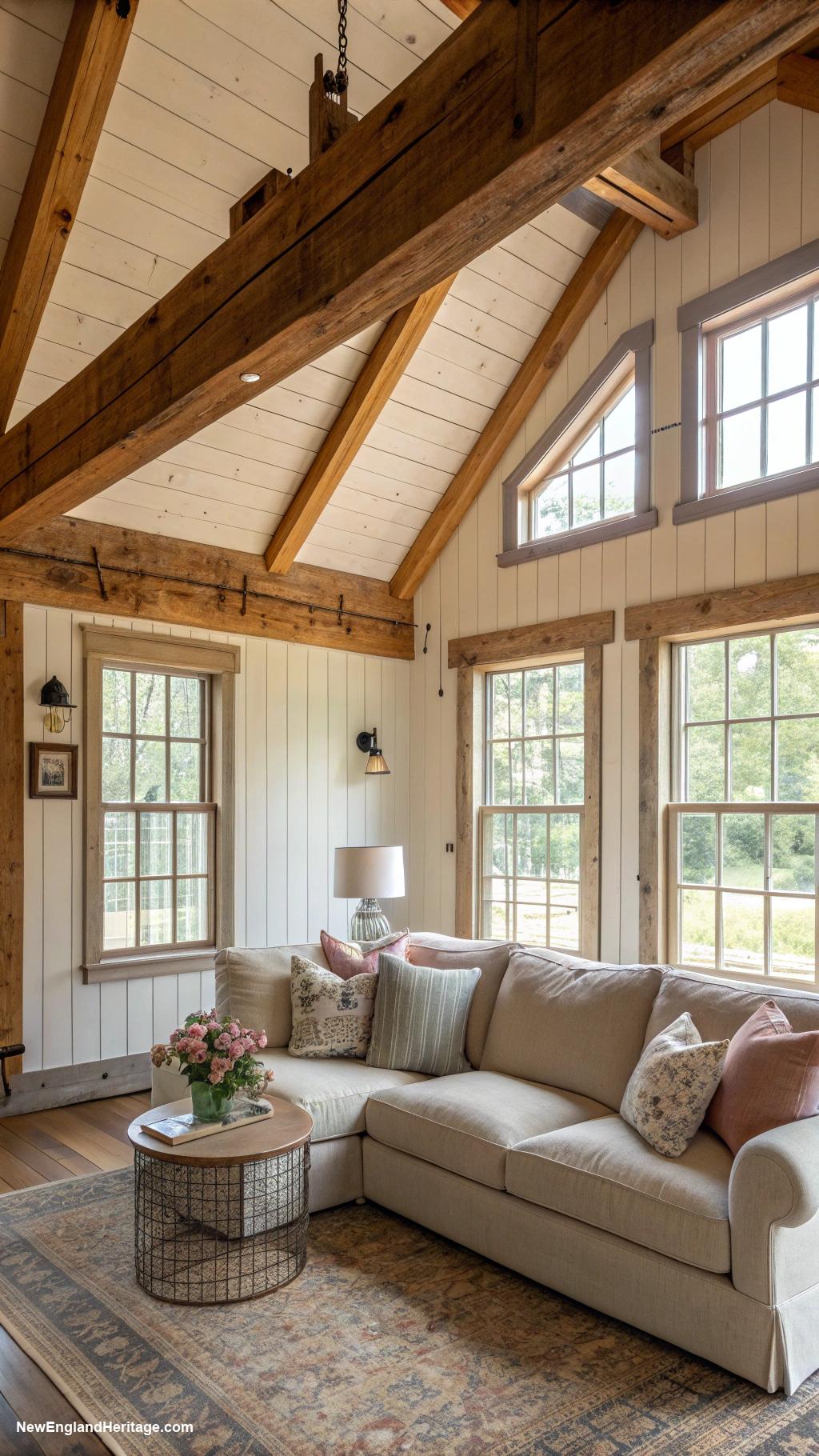 farmhouses Rustic wood beams and shiplap interior design