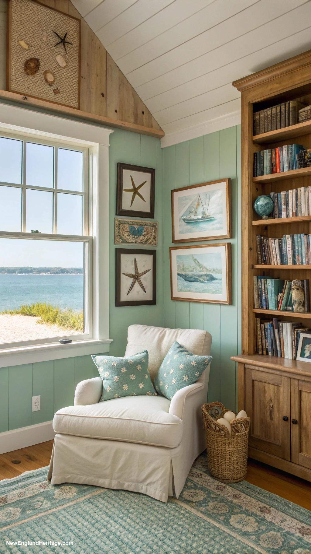 home library ideas Beach themed coastal decor