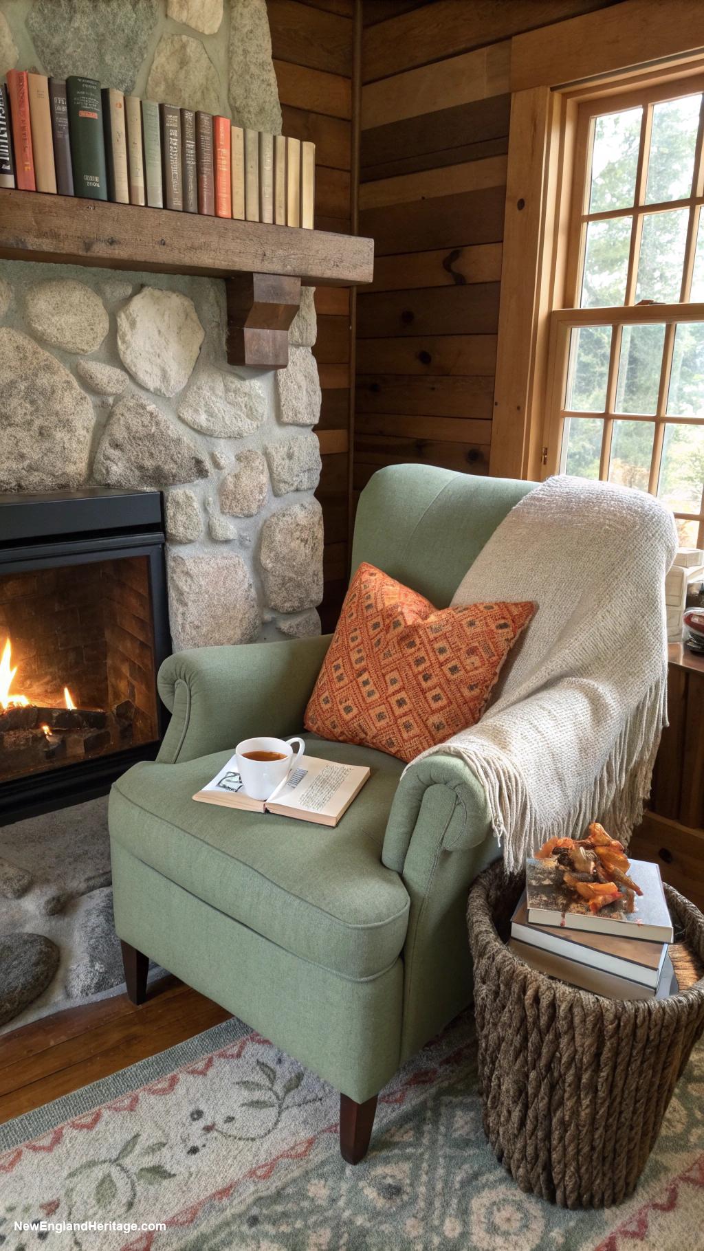 home library ideas Fireplace adjacent reading space