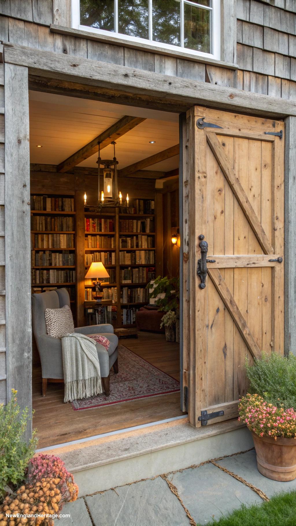 home library ideas Rustic barn door entryway