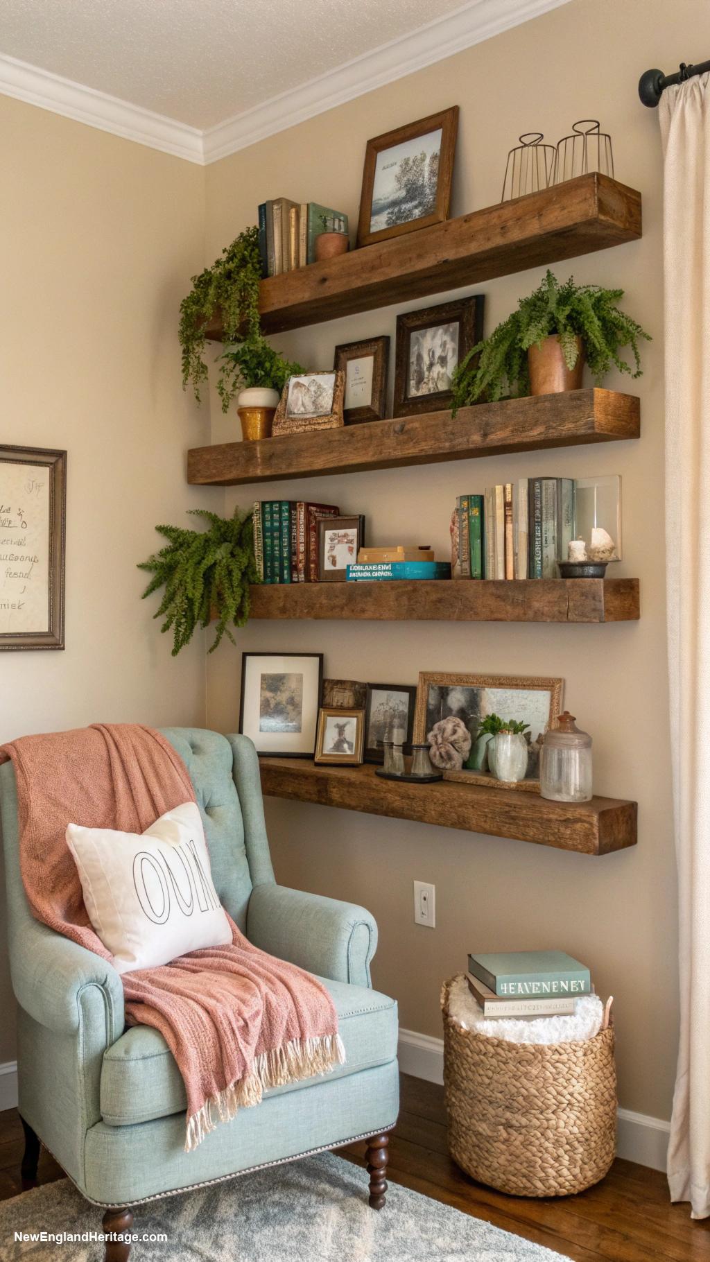 home library ideas Wall mounted floating shelves