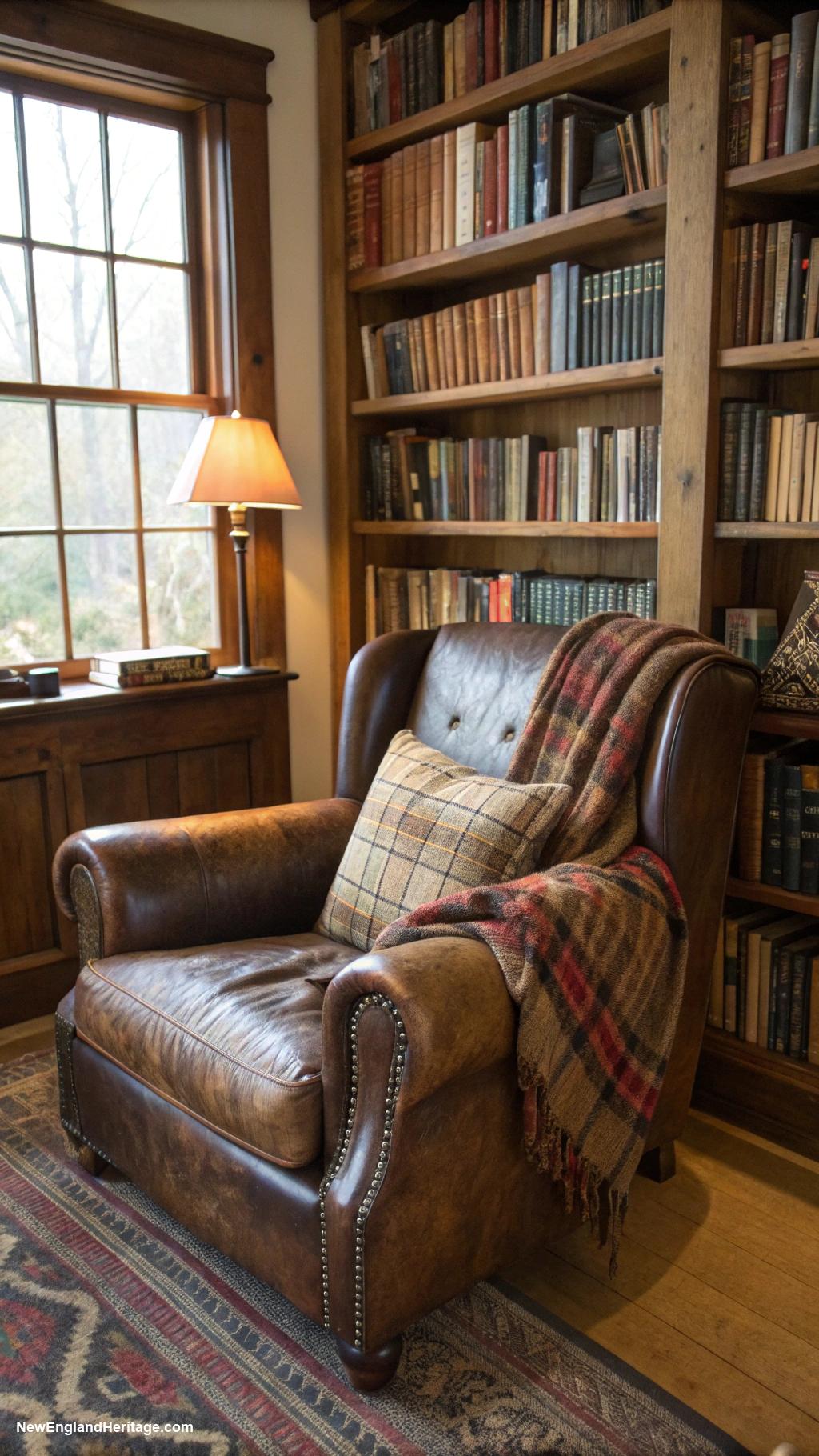 home library ideas Worn leather armchairs for comfort