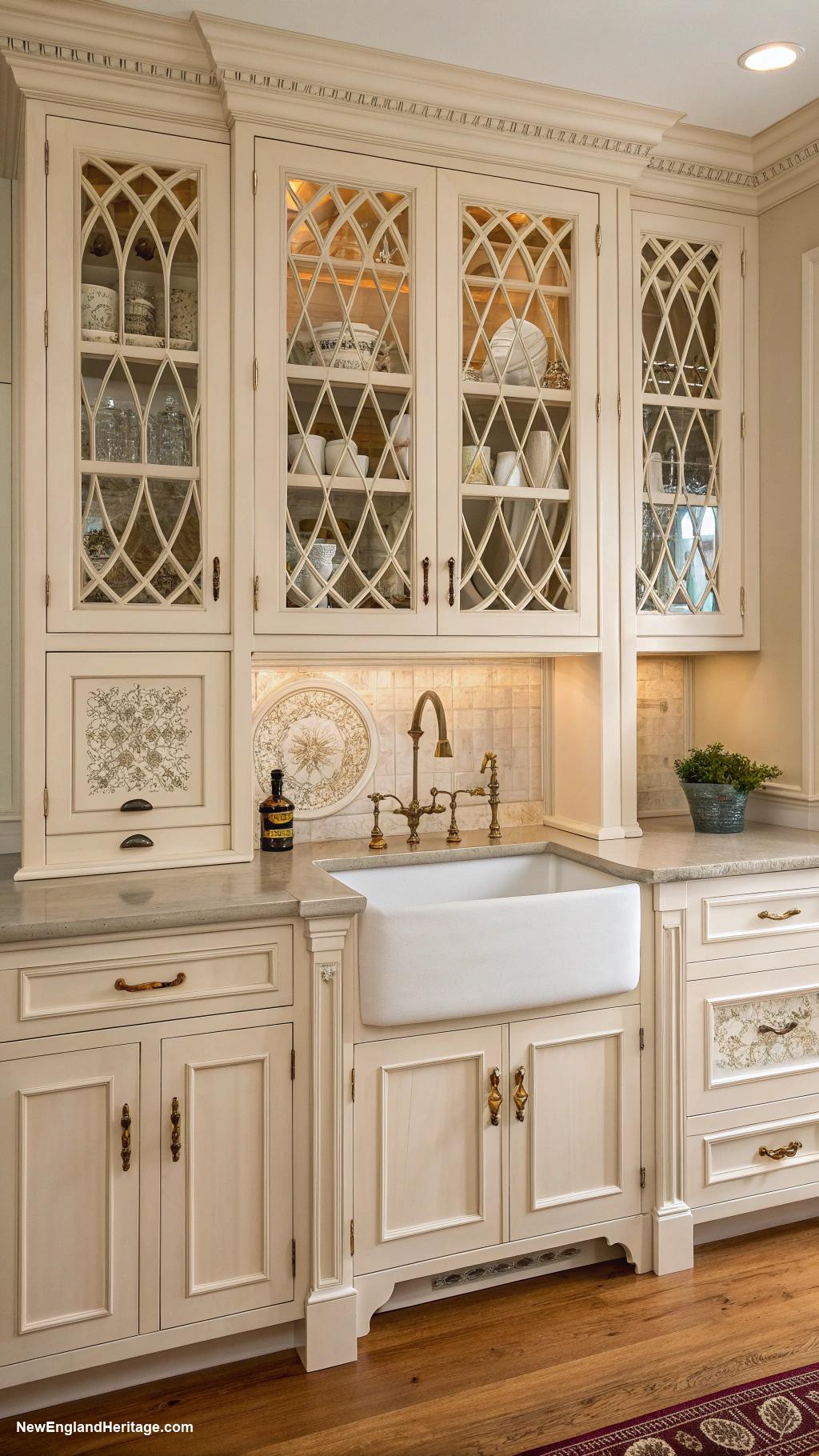 kitchen ideas Latticework details on cabinet doors