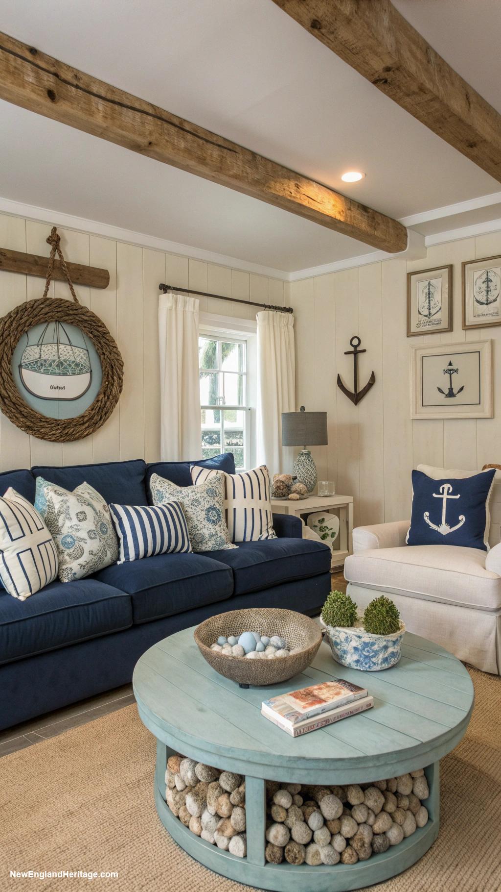 living room ideas Nautical accents with ocean inspired decor
