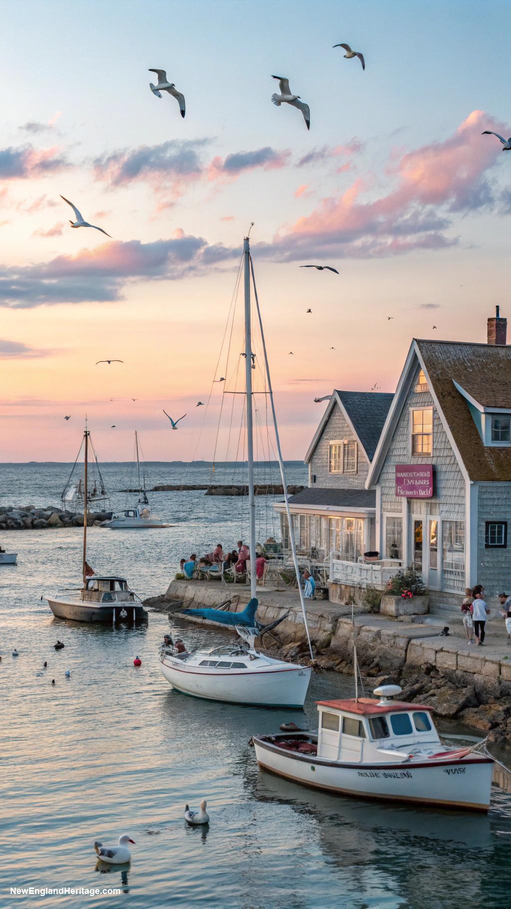 nails Harbor view with boat line art