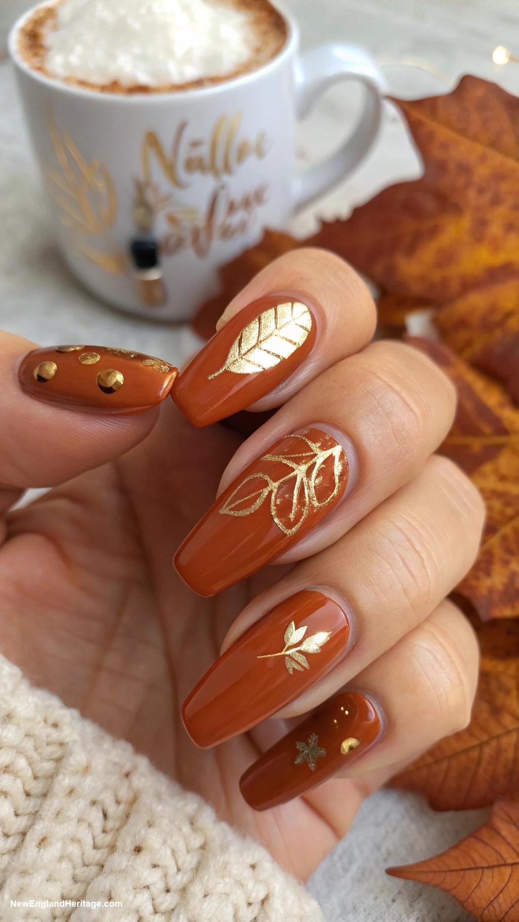 nails Pumpkin spice latte inspired nails