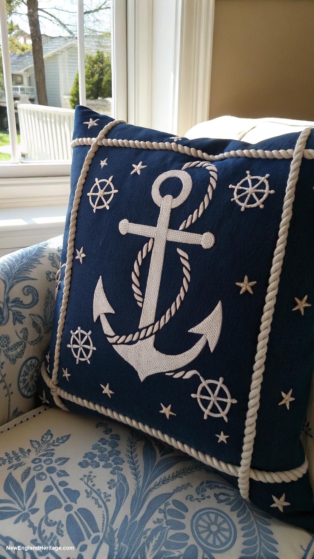 nautical home decor Anchor themed throw pillows for comfort