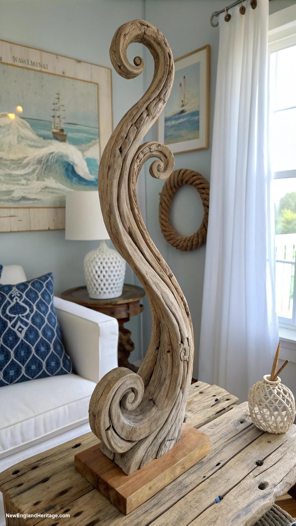 nautical home decor Driftwood sculptures for rustic accents