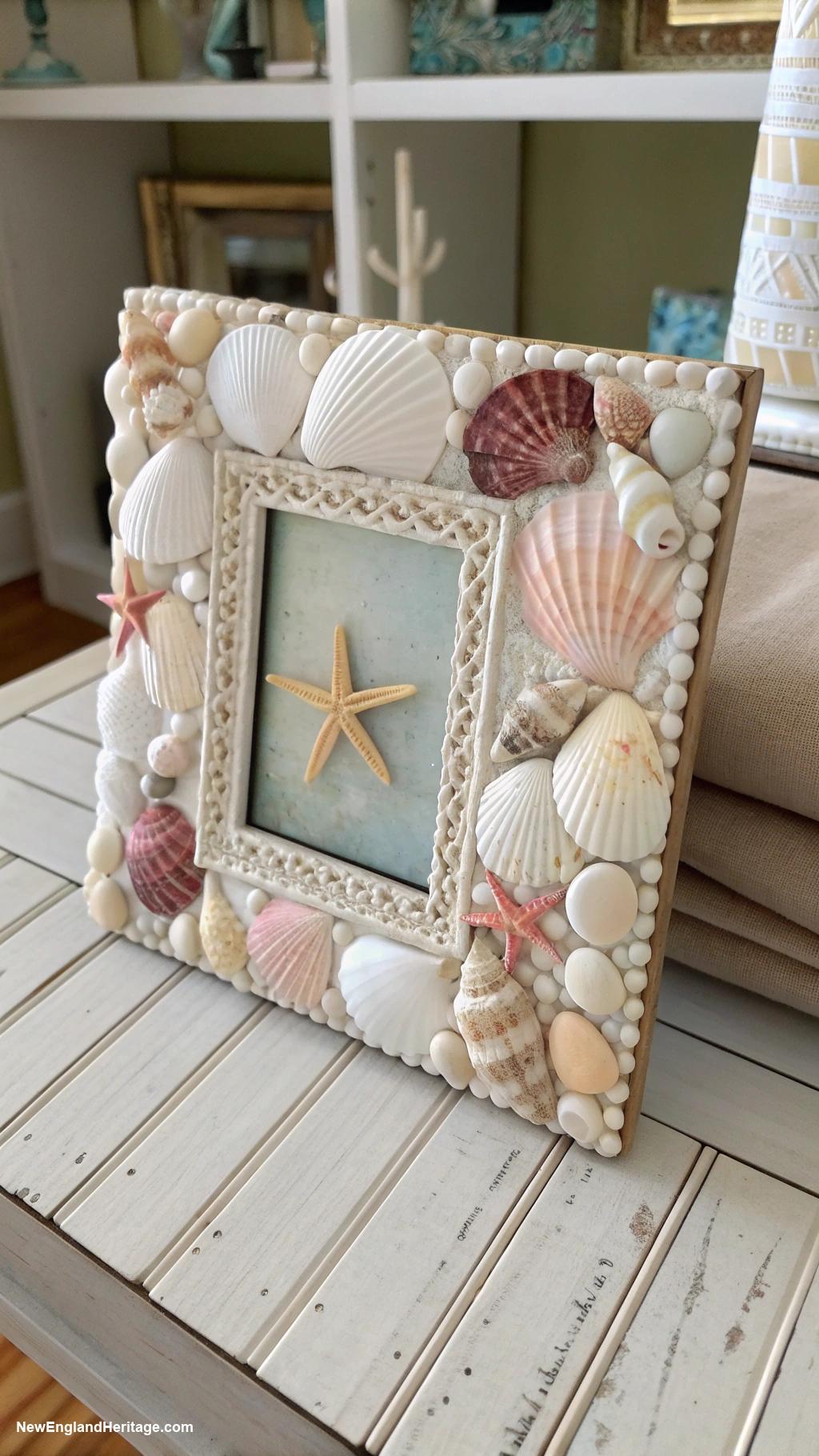 nautical home decor Seashell embedded picture frames