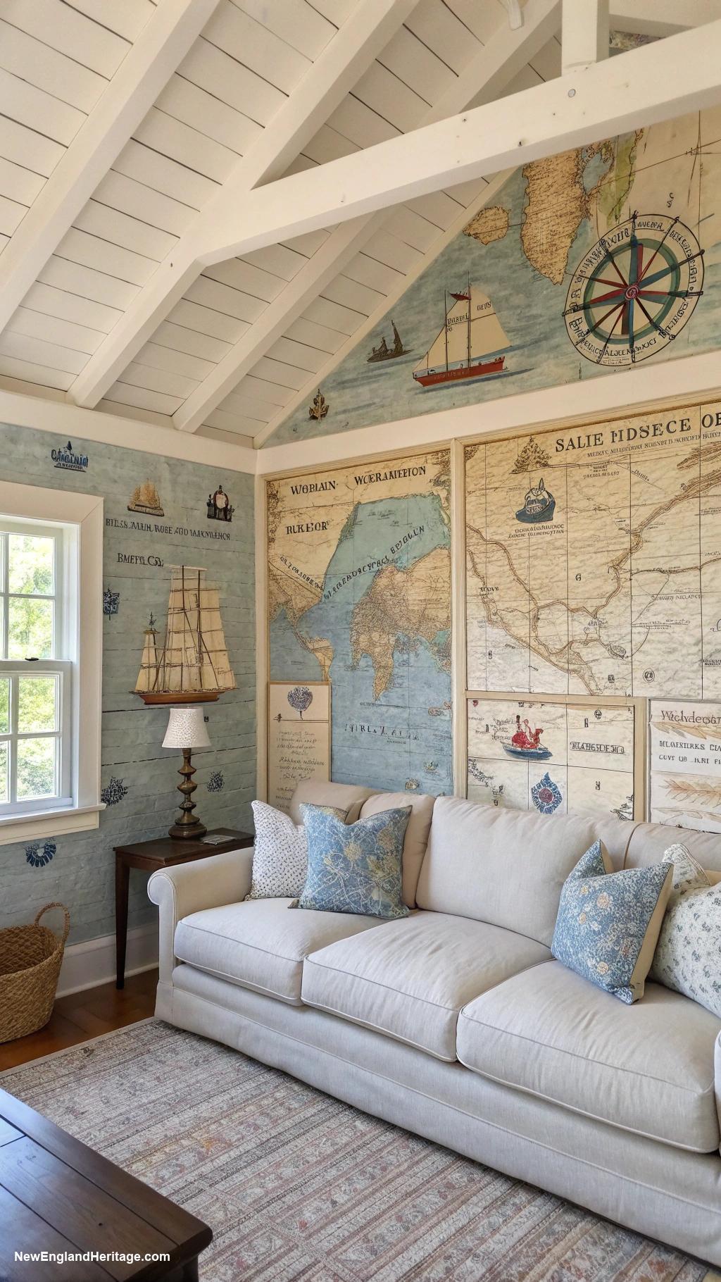 nautical home decor Vintage maps as wall coverings