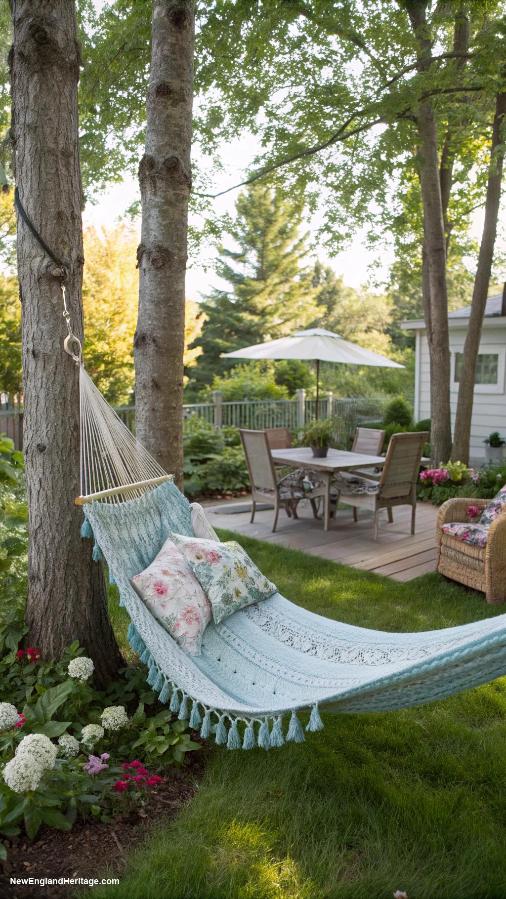 patio ideas Hammock under trees for relaxation