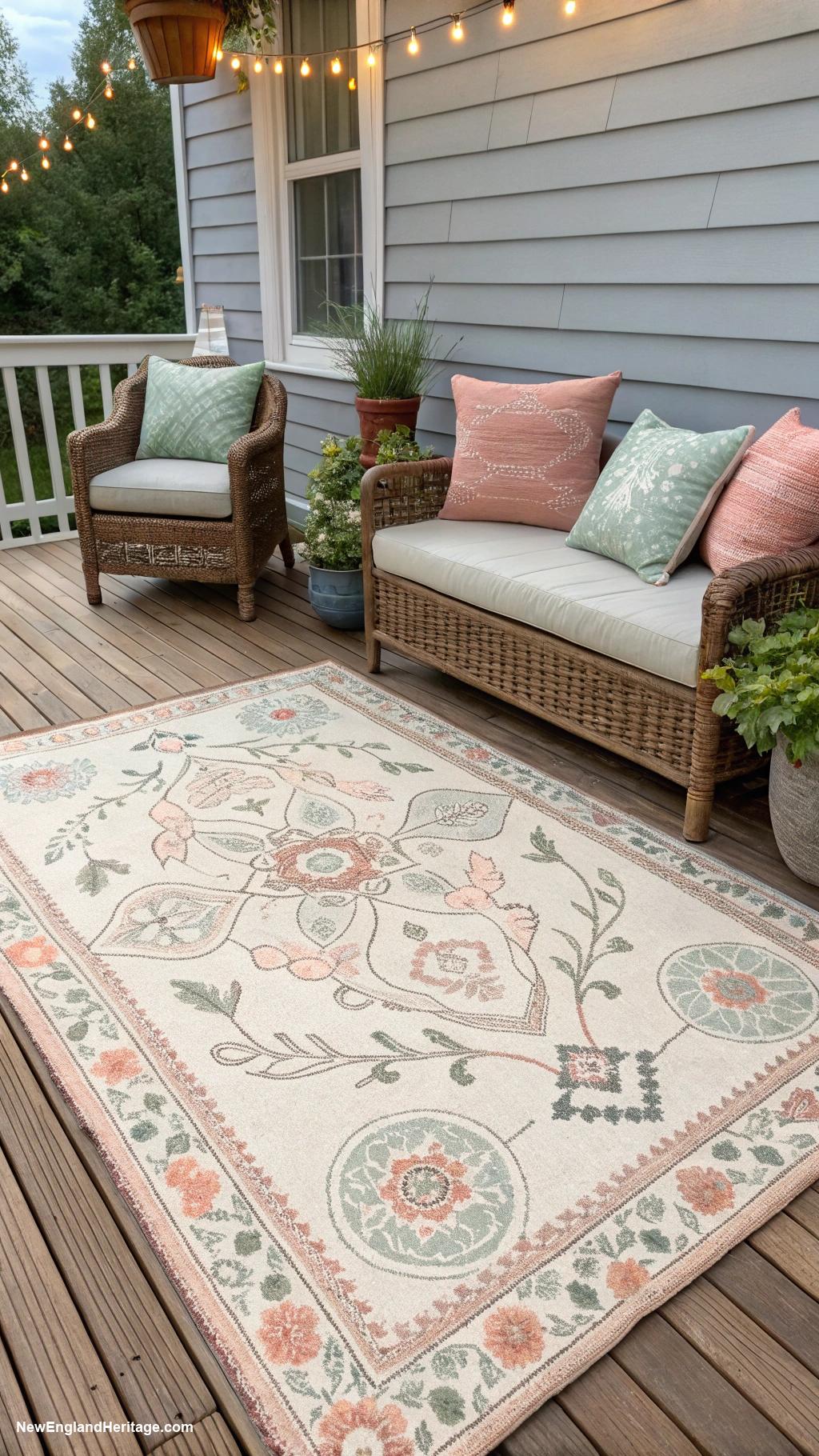 patio ideas Outdoor rug for a cozy touch