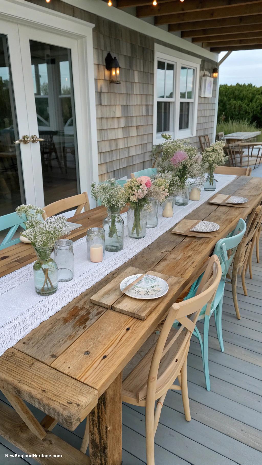 patio ideas Rustic wooden dining table setup