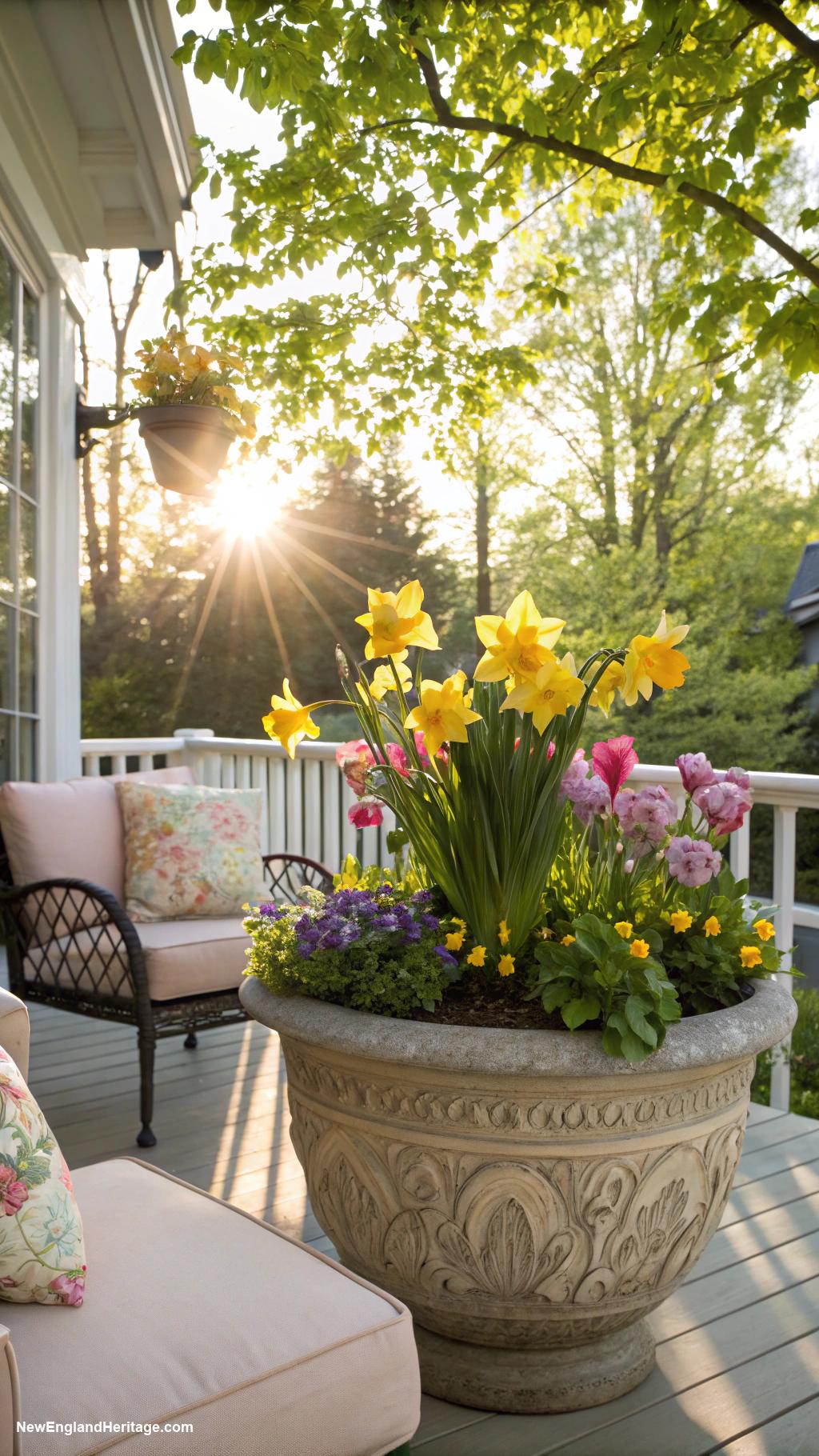 patio ideas Seasonal flower pots for color