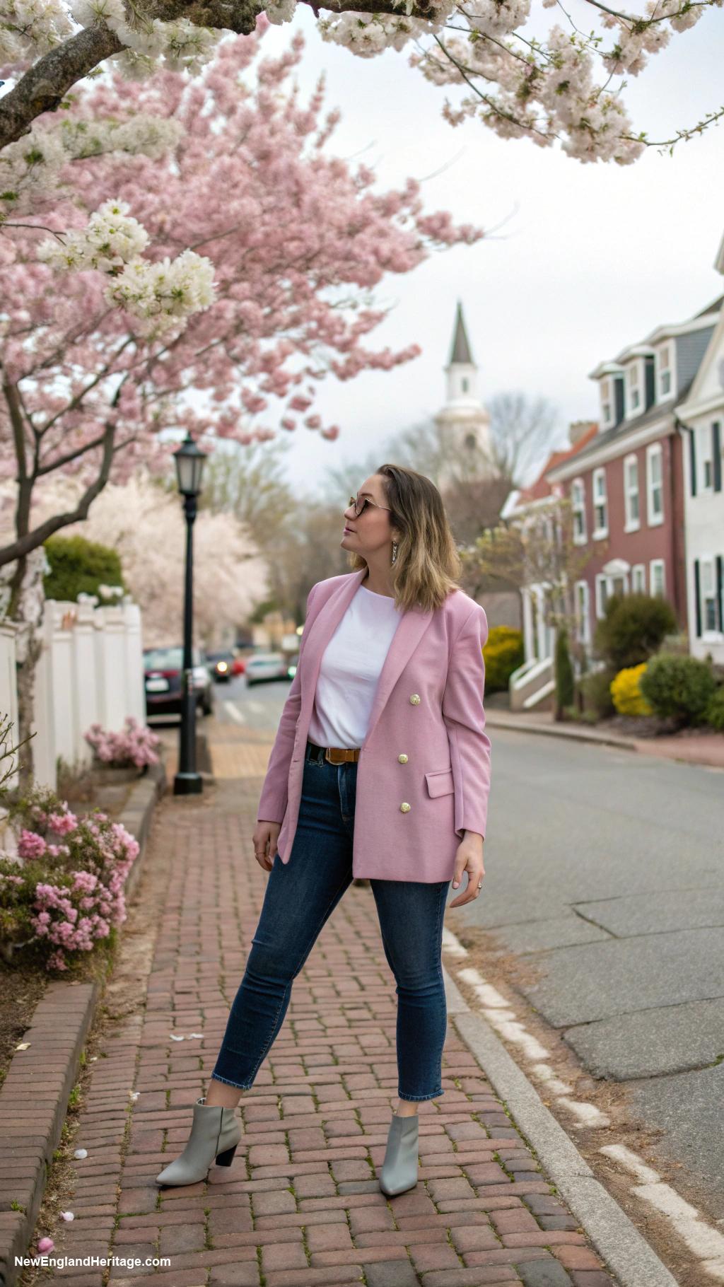 spring outfits for women Blazer over a casual tee and jeans