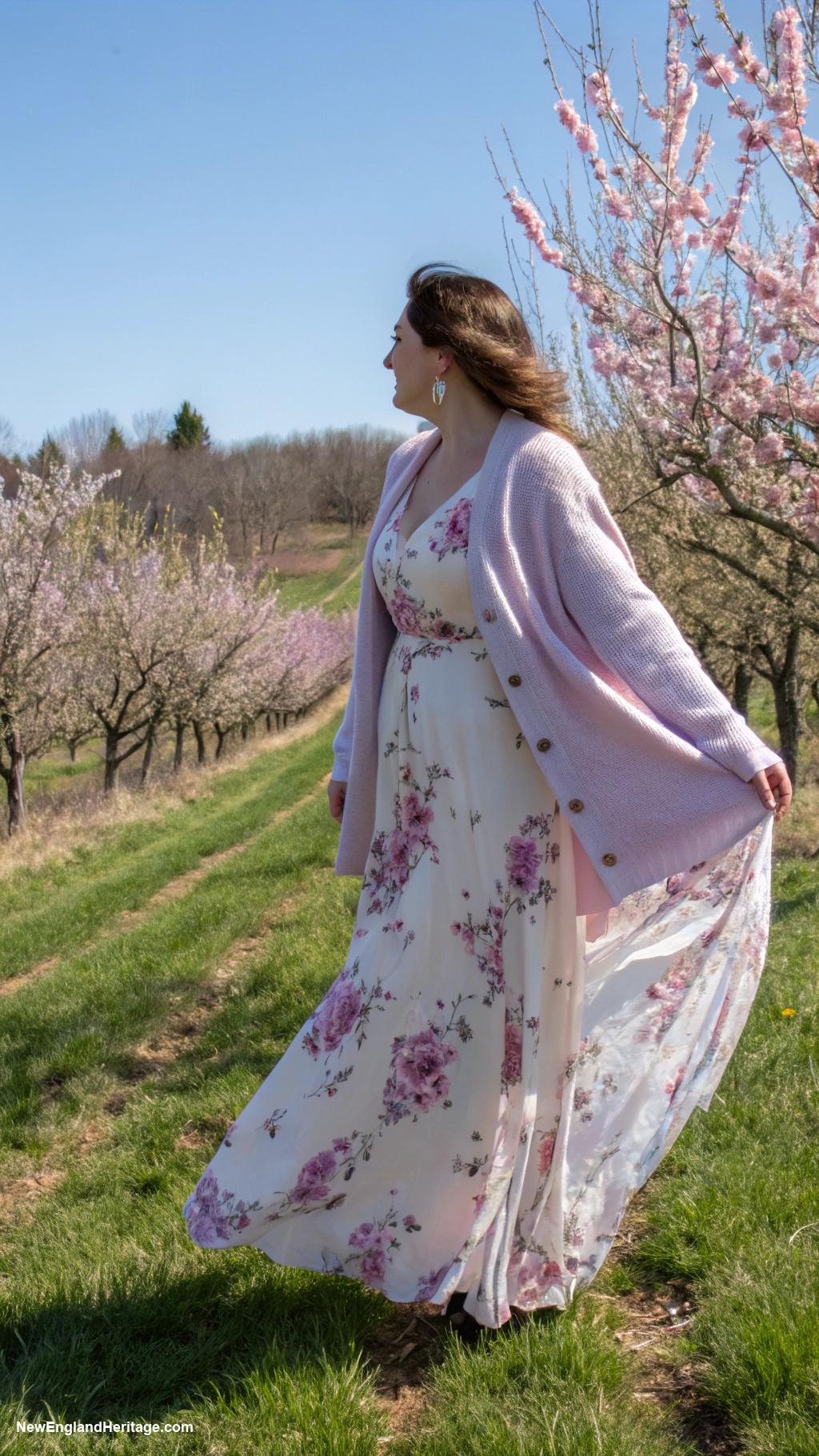 spring outfits for women Pastel cardigan over a maxi dress