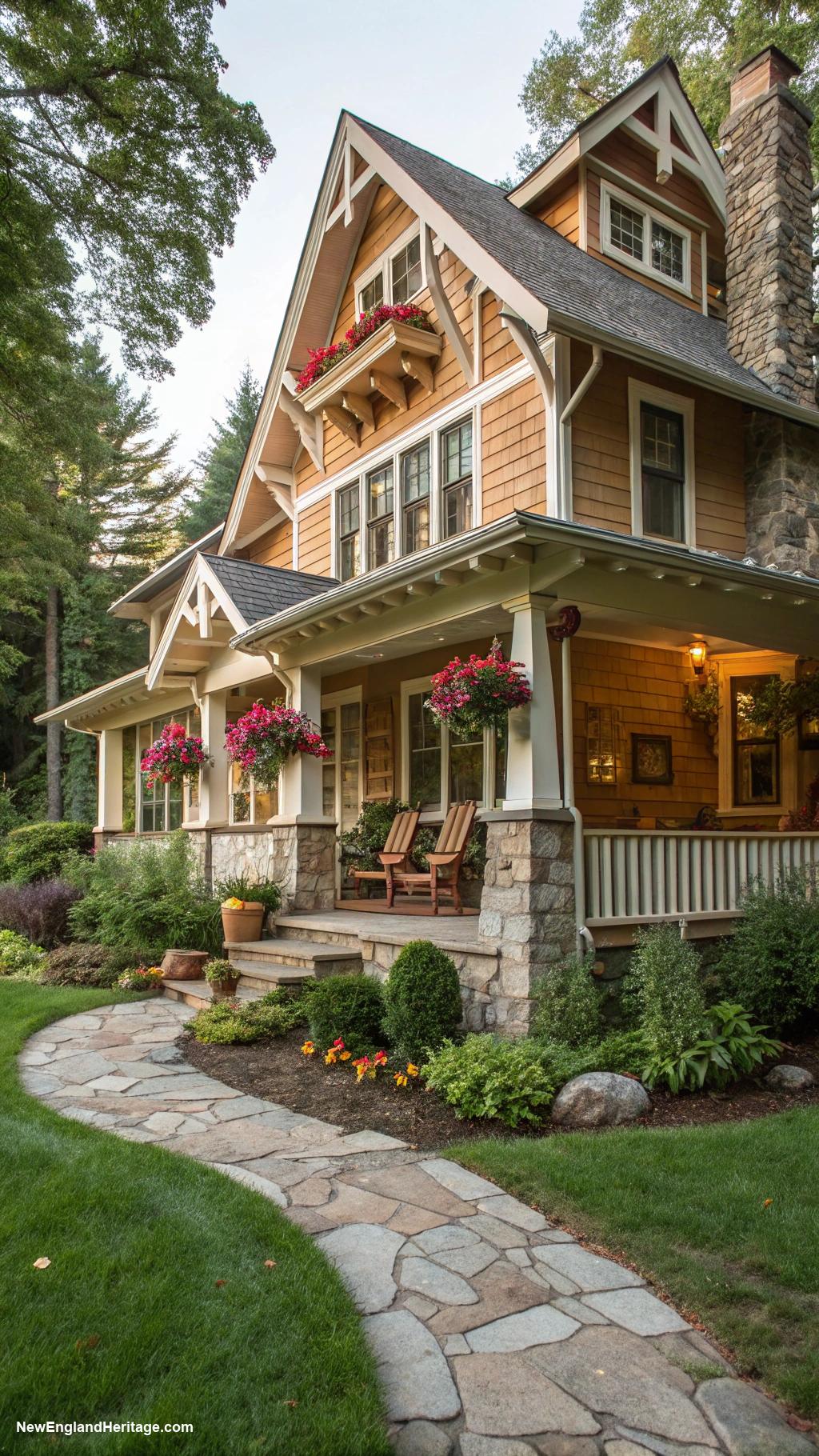 traditional connecticut houses Craftsman style with exposed beams