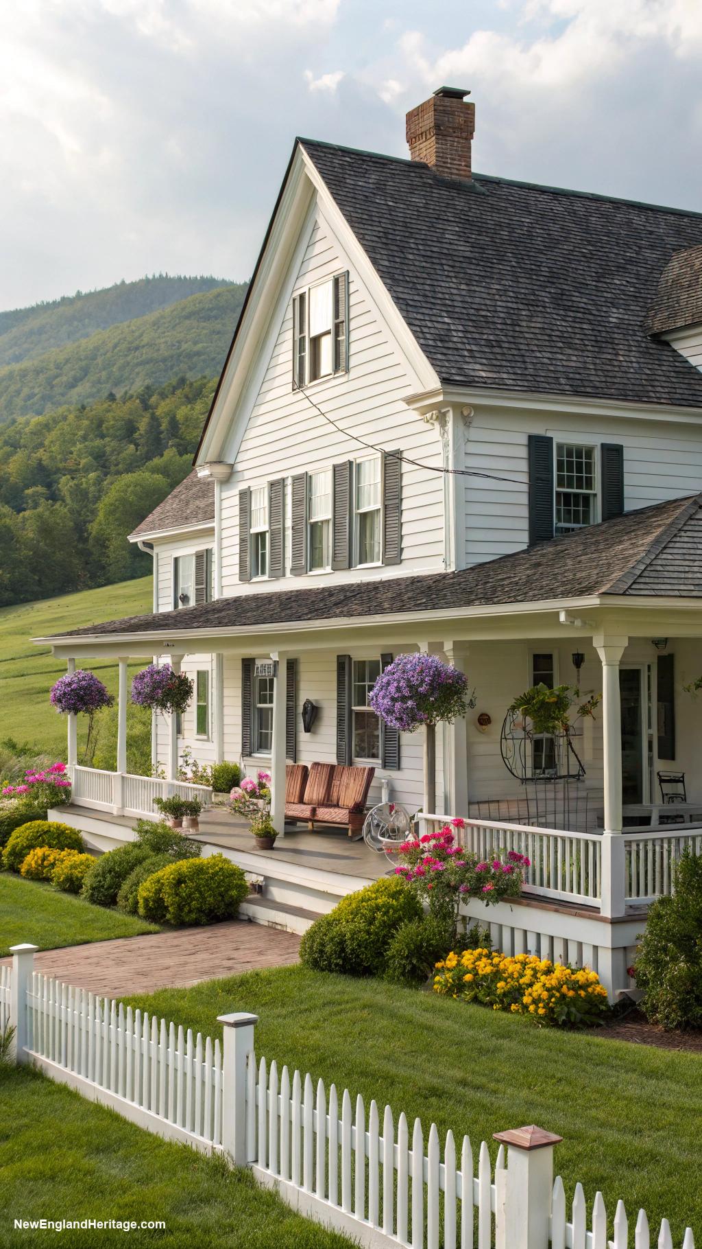 traditional connecticut houses Farmhouse with large front porch