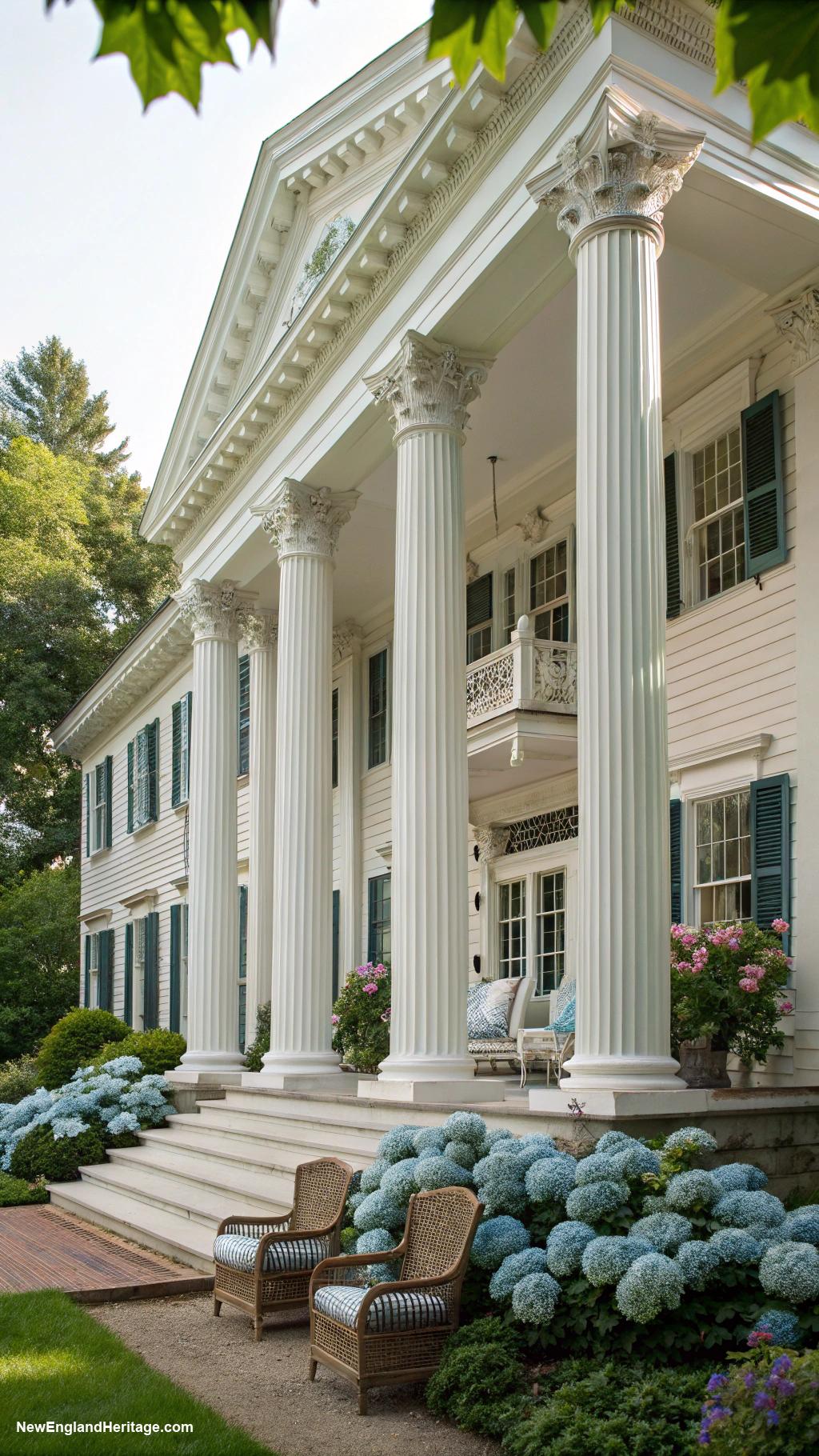 traditional connecticut houses Greek revival featuring tall columns