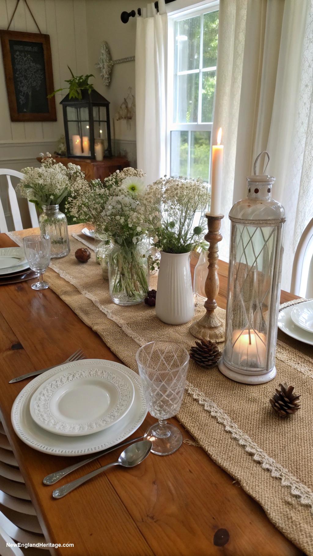 traditional home decor Burlap table runners for rustic charm